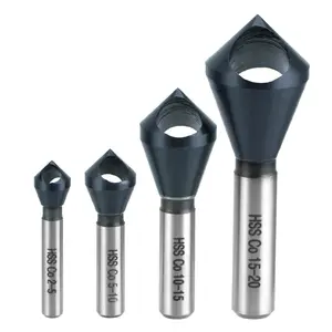 4 count Cobalt Single-End Countersink Chamfer Tool Set, M35  Steel, 90?  Angle