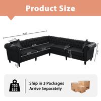 Black PU Leather 3+2 Tufted Sofa