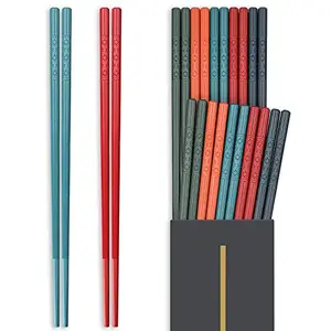 Hiware 10 Pairs Reusable Chopsticks Dishwasher Safe, Non-Slip Chop Sticks Set Japanese Style, 9.5 Inch