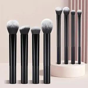 8-Piece Portable Makeup Brush Set, Includes Foundation, Blush, Concealer, Eyeshadow & Highlight Brushes, Ideal for Light Skin Tone