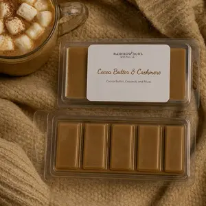 RainbowSoul Just Because Collection Cocoa Butter & Cashmere 1.75 oz Snapbar Calming Home Fragrance Aromatic Fruity Scented Wax Melt for Wax Warmer Freshener Relaxing Atmosphere