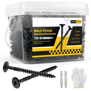 300 count #14 x 2-7/8" Lag Screws Black, Structural  Screws  Drive, Heavy-Duty Exterior Construction Screws for Timber, Landscaping & Framing, T30 Bit Included, Rust Resistant