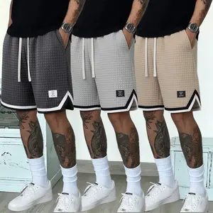 Ice Cool Breathable Knit Shorts, Loose Fit Side Pocket Bottoms for Sports & Everyday OutfitsLightweight Skin Friendly Knit Casual Bottoms, Striped Cuff Relaxed Shorts for Street Style