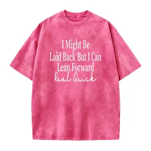 Unisex Crew Neck T-shirt, with Bold Cursive Prints Of White Text On The Front: "I Might, " "Leisurely But I Can, " "Lean Forward Quickly, " And "Really Fast."