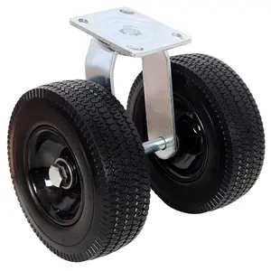 DONEXT Furniture Hardware Castors, 8-in Dual Flat-Free Swivel Caster Wheels with Slotted Plate, Polyurethane Build, 660LBS Heavy Load Capacity, 10-in Mounting Height, Floor-Protecting Black Hardware