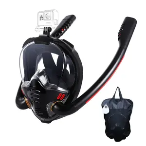 Adult Full Face Snorkel Mask with Camera Mount, 180° Vision, Dry Top Dual Tube, Anti-Clouding, Must-Have for Beach Vacations, Snorkel Set