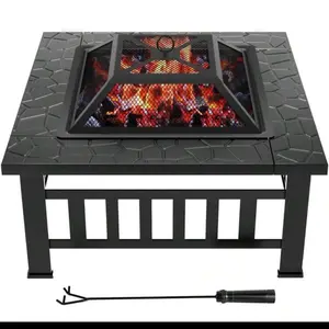 32-Inch Fire Pits Outdoor Patio Metal Multifunctional Firepit Table With Waterproof Cover