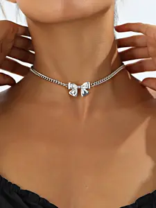 A fashionable thick chain bow necklace, suitable for daily wear, vacation dates and other occasions, and also a surprising and exquisite small gift, Minimalist chain