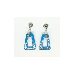 Azure Blue Silver Ring Dangle with Silver Stud Earring-Crafting By BB
