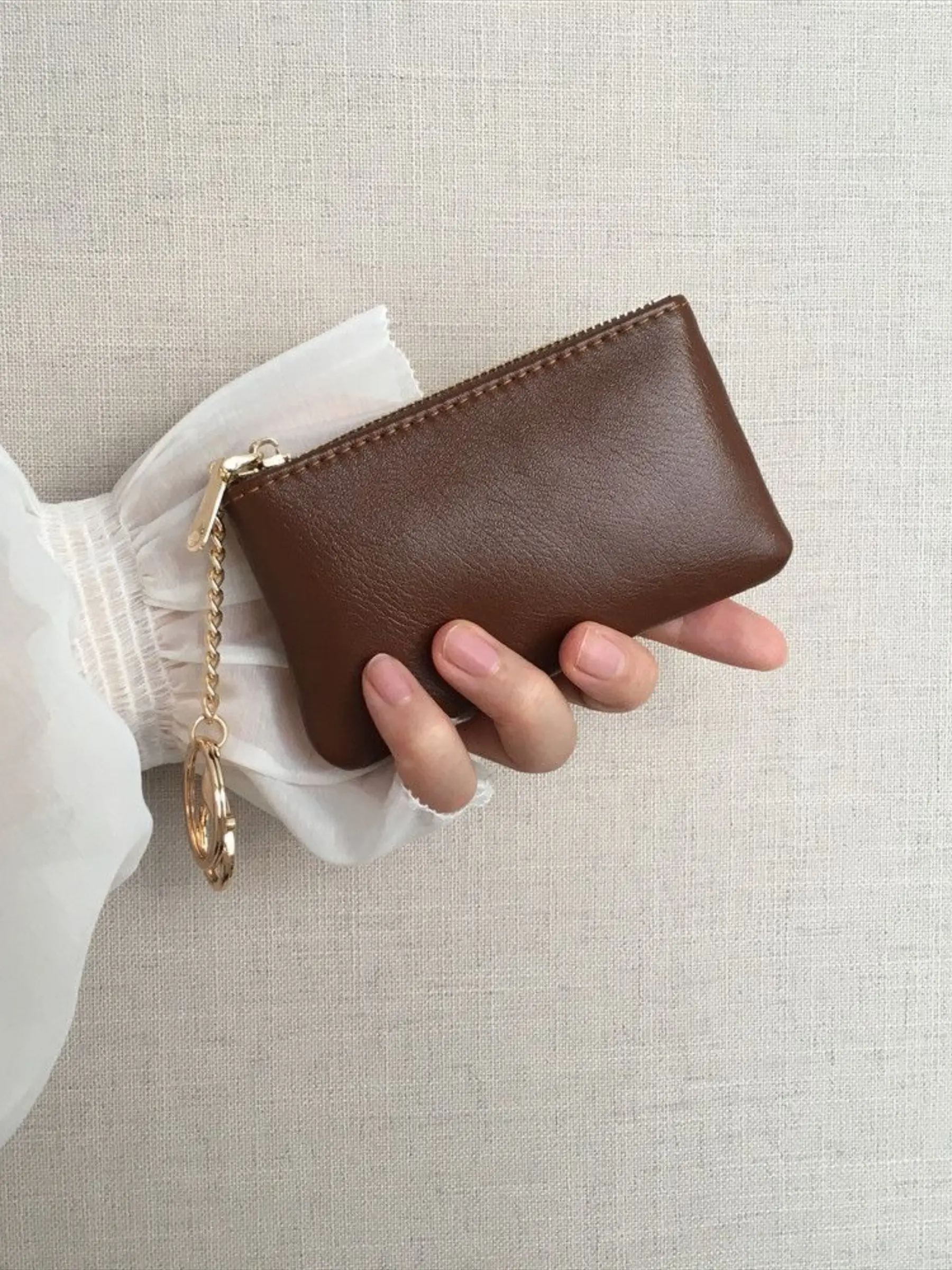 Geometric Coin Purse, Coin Wallet - 2026 Summer Trend, Mini Card Holder Keychain, Card Coin Pouch, Zipper Coin Purse, PU Leather, Lightweight & Portable, Cute Gift for Women, Birthday/Party Favor