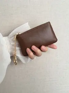 Geometric Coin Purse - 2026 Summer Trend, Mini Card Holder Keychain, Zipper Coin Purse, PU Leather, Lightweight & Portable, Cute Gift for Women, Birthday/Party Favor