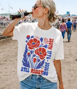 Still Resisting Shirt Comfort Colors T Shirt Folk Art Floral Cottagecore Poppy Graphic Tee 250th Anniversary Quarter Millennial Patriotic Liberty Wildflower Clothes Top Women Mama Friends Gifts