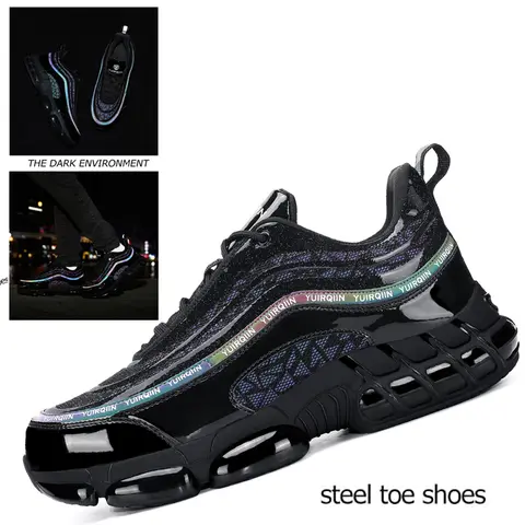 Men's & Women's Steel Toe Trainers - Lightweight, Puncture-Proof, Round Toe Anti-Skid Work & Safety Footwear, Water Resistant All Seasons Shoes for Women, Construction, Warehouse Use