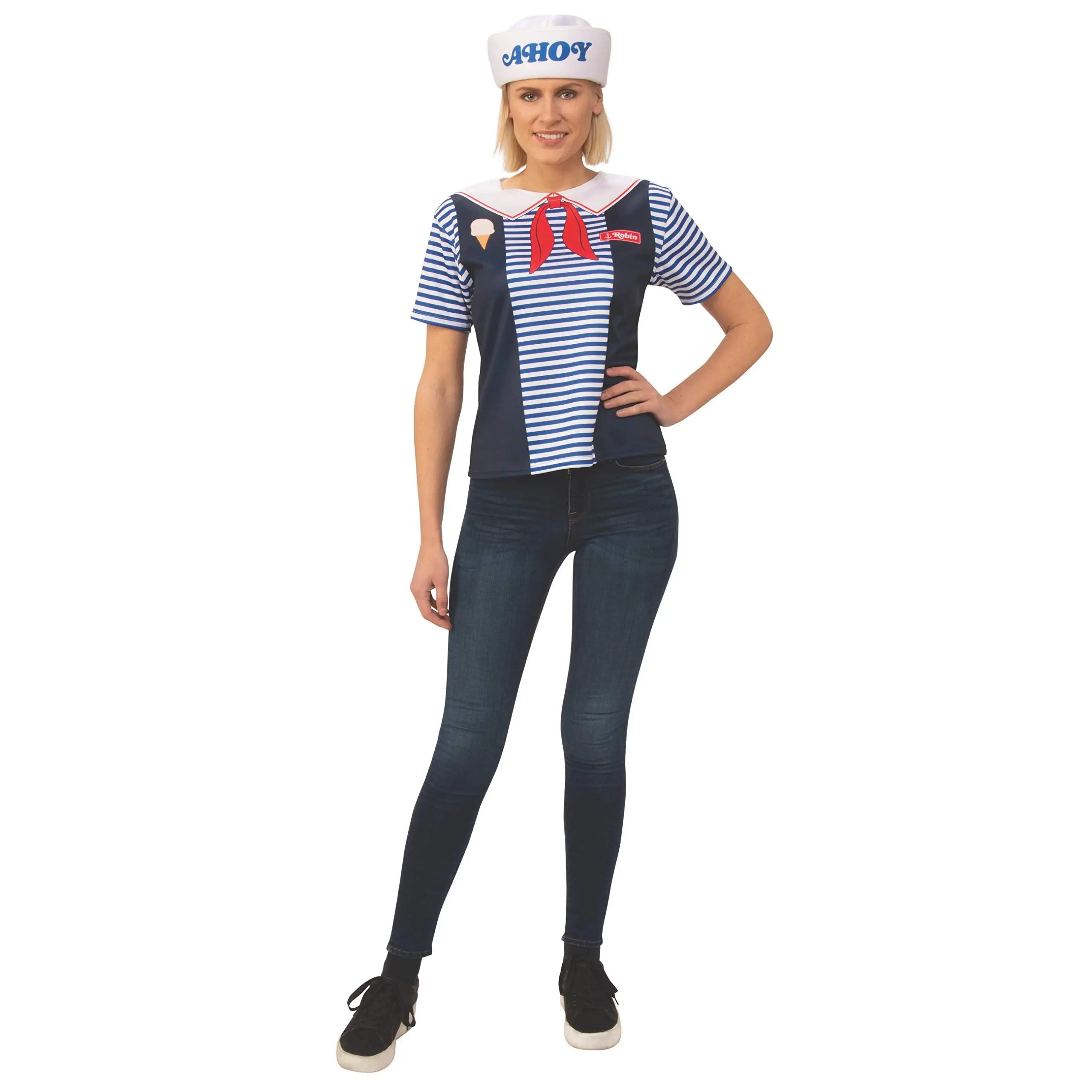 Womens Stranger Things Robin's Scoops Ahoy Uniform Costume Top
