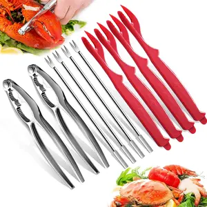 10 count Crab Nut Crackers and Seafood Tools,Stainless Steel Lobster Crackers and Picks Set,Including 2 Lobster Crab Crackers, 4 Lobster Sheller , 4 Crab  Forks/Picks (10pcs)