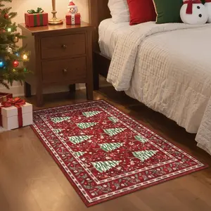 Christmas carpet, entrance door carpet, Christmas decorative floor mat, washable soft non-slip Christmas tree area rug, Christmas home decoration gift, multifunctional suitable for bathroom area, living room bedroom bedside, kitchen, laundry room etc.