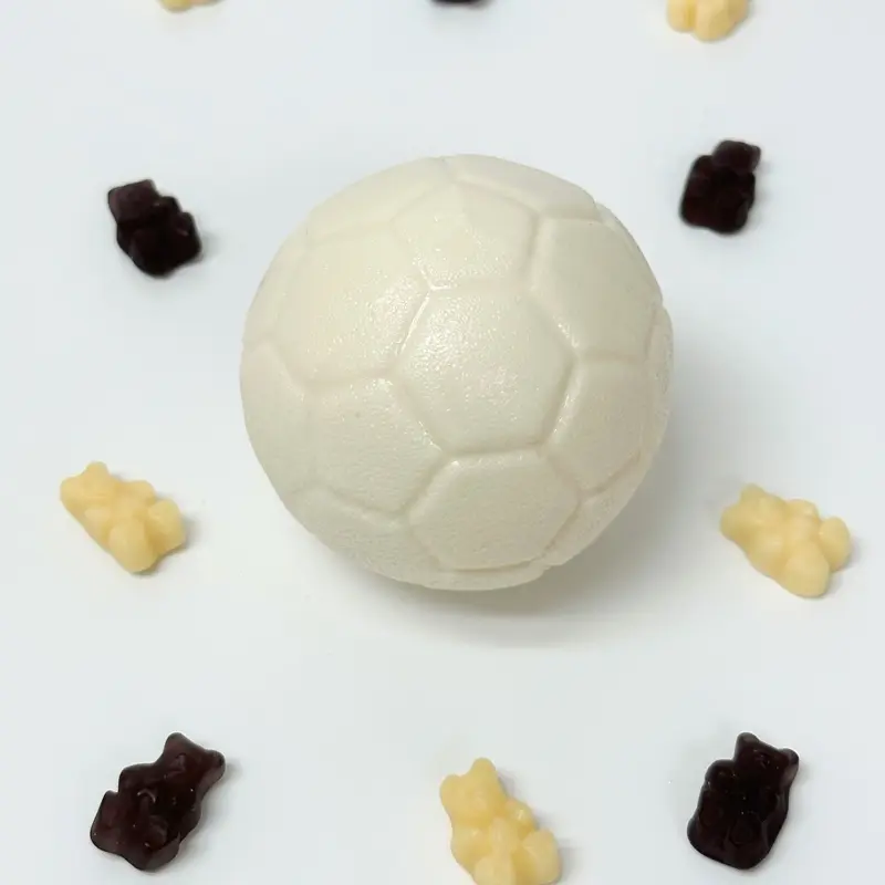 Hollow Hard Candy Soccer Ball - candy soccer ball filled with black and white gummies