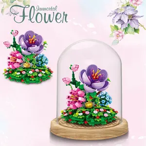 Violet Flower Bonsai Building Block Set, Valentines Gift, 602 Pcs of Simulated Potted Building Block Toys, Home Decoration, Anniversary Birthday Gift for All Ages