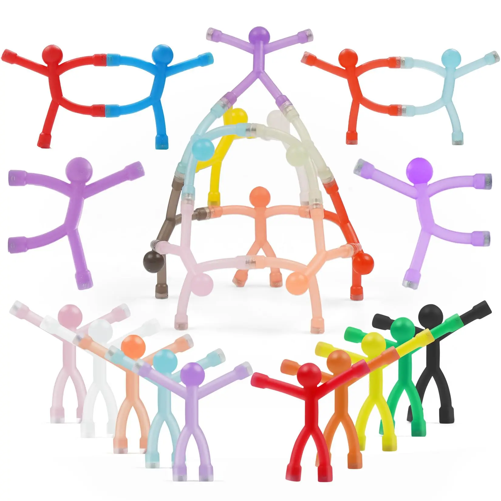 Unisex 20-Piece Bendable Human-Form Magnetic Figures Set - Magnetic Material Multifunctional Refrigerator Decorating Magnets, Plastic Desk Locker Whiteboard Accessories for Teens