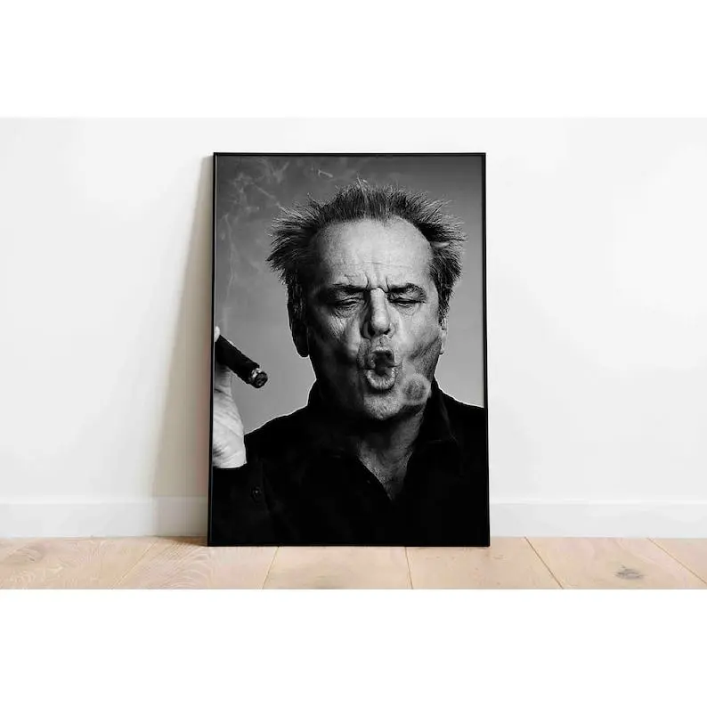 Jack Nicholson Poster Print Vintage Smoking Cigar American actor Photography Home Decor Decorative Glossy