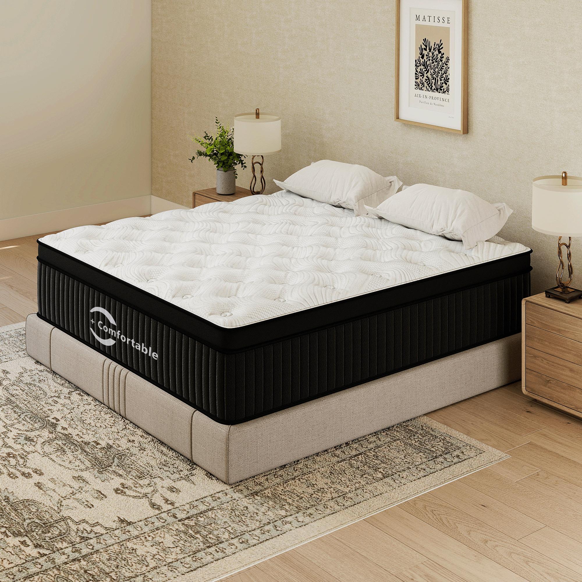 【summergarden】 12/14 Inch Firm Hybrid Queen Size Mattress in a Box, Strong Edge Support, Motion Isolation, with 7-Zones Pocket Springs, Fiberglass-Free, Pressure Relief, CertiPUR-US