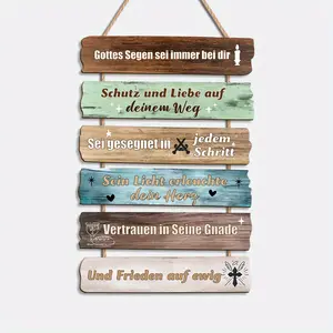 1pc Decorative Sign and Plaque with Inspirational, God Cares Motivational Wooden Hanging Plaque (German), Easy to Hang, Home Decor, Wall Decor, Outdoor Decor, Halloween, Thanksgiving, Christmas Holiday Decoration, Birthday Gift.