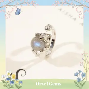 Radiant Labradorite & Moonstone Rotating Ring – Adjustable Healing Crystal Ring for Intuition & Emotional Balance | Natural Gemstone Jewelry with Rainbow & Blue Flash Beads