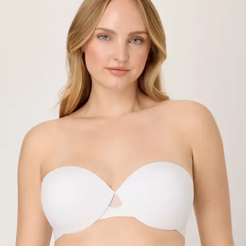 Maidenform DreamWire Multiway Strapless Bra with Underwire Lightweight Shaping Fabric Convertible Straps No Show Smoothing Cushioned Support Wedding Bra DM2310