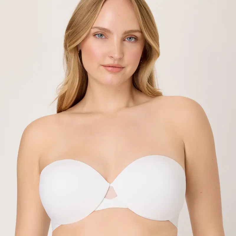 Maidenform DreamWire Multiway Strapless Bra with Underwire Lightweight Shaping Fabric Convertible Straps No Show Smoothing Cushioned Support Wedding Bra DM2310