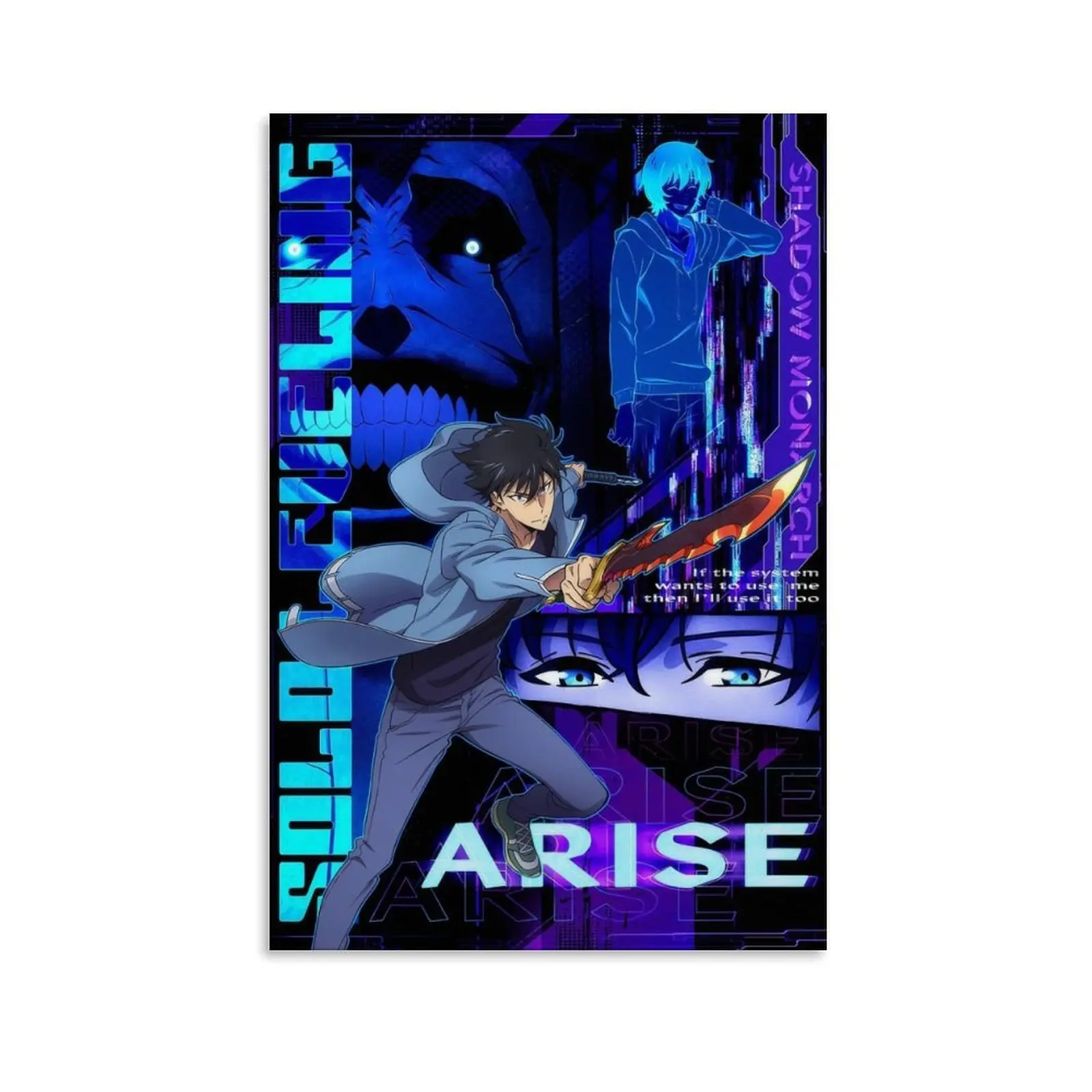 Solo Leveling Anime Canvas Print, Manga Wall Art Poster, Dark Fantasy Character Decor for Living Room, Bedroom, Dorm, Game Room, Office, Gift for Anime Fans