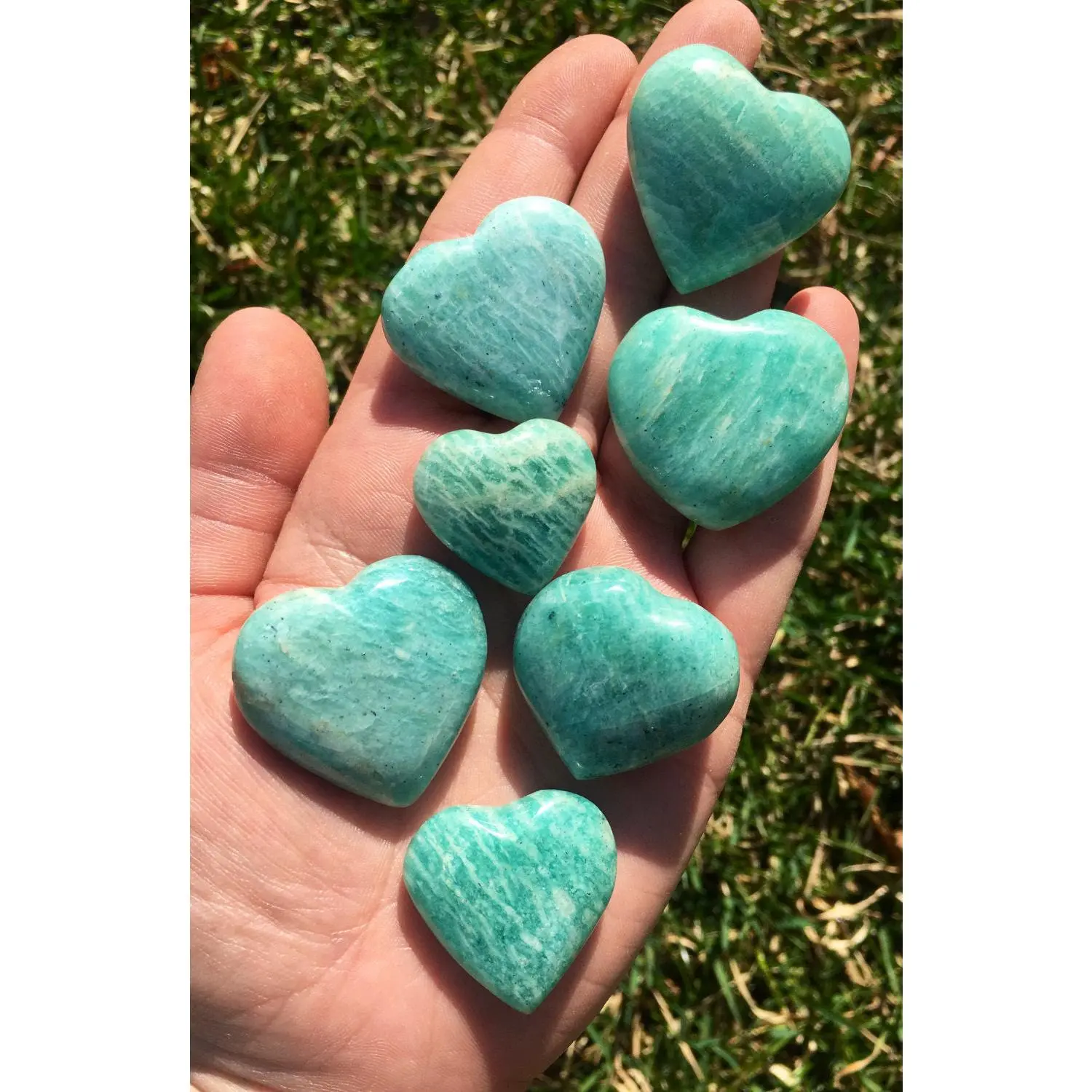 Amazonite Heart Polished Stone - Amazonite Heart Shaped Stone - Healing Crystals - Polished Blue Green Crystal - Amazonite Carved Heart - Mini Heart