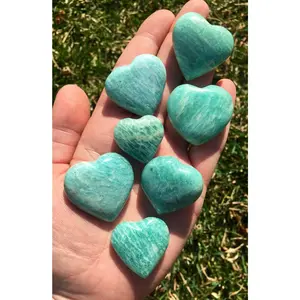 Amazonite Heart Polished Stone - Amazonite Heart Shaped Stone - Healing Crystals - Polished Blue Green Crystal - Amazonite Carved Heart - Mini Heart