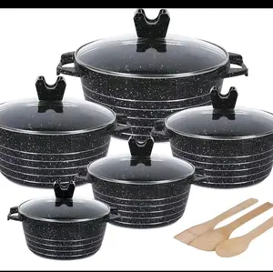 cookware set wife 5 pots 2 spoons 2 Oven mitts and 3 trivets for versatile cooking