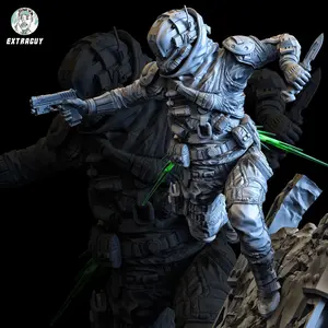 Unpainted wall runner with clear resin jet trails | extreme detail 3d printed figure 12k resolution no layer lines | unpainted