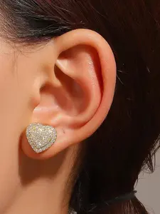New Fashion Copper Zircon Heart Earrings for Women, Heart Shaped Ear Studs, Wedding Anniversary Gift, Stylish Jewelry Accessories