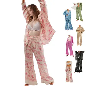 Arssm Women's 2 Piece Satin Silk Pajama Set Floral Long Sleeve Soft Button Down Pjs Set Sleepwear with Elegant Buttons for Comfort and Style