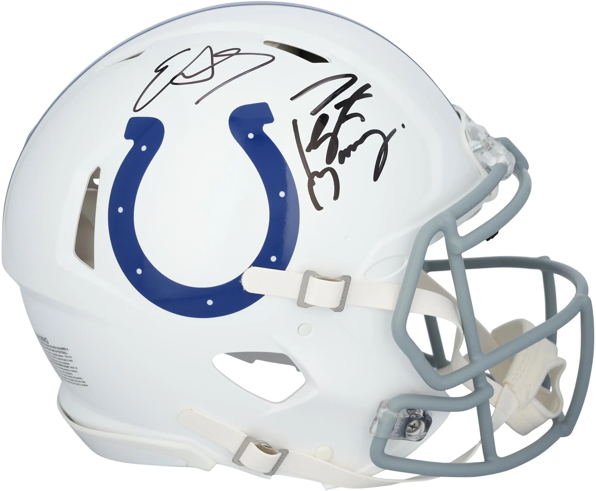 Edgerrin James and Peyton Manning Indianapolis Colts Autographed Riddell Speed Authentic Helmet - Fanatics Authentic Certified