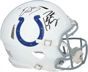 Edgerrin James and Peyton Manning Indianapolis Colts Autographed Riddell Speed Authentic Helmet - Fanatics Authentic Certified