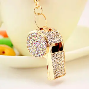 Rhinestone Decor Referee Whistle, 1 Count Whistle Keychain, Sports Whistle Key Chain for Outdoor, Camping, Travel, Gym, Workout, Gym Accessories