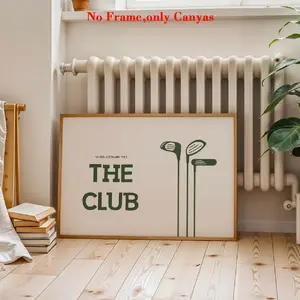 1 pc, wall art, vintage poster, green golf club art print, golf club bohemian style canvas painting, living room decoration, bedroom aesthetic design, Modern Home Decor, gift for friends, housewarming gift, unframed