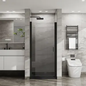 34*72 Inch Pivot Swing Shower Door SGCC 1/4" Tempered Glass Adjustable Width 34"-35.2" Dual Magnetic Seal 90° Outward Swing Aluminum Pivot System Zinc Alloy Handle Left Right Mountable