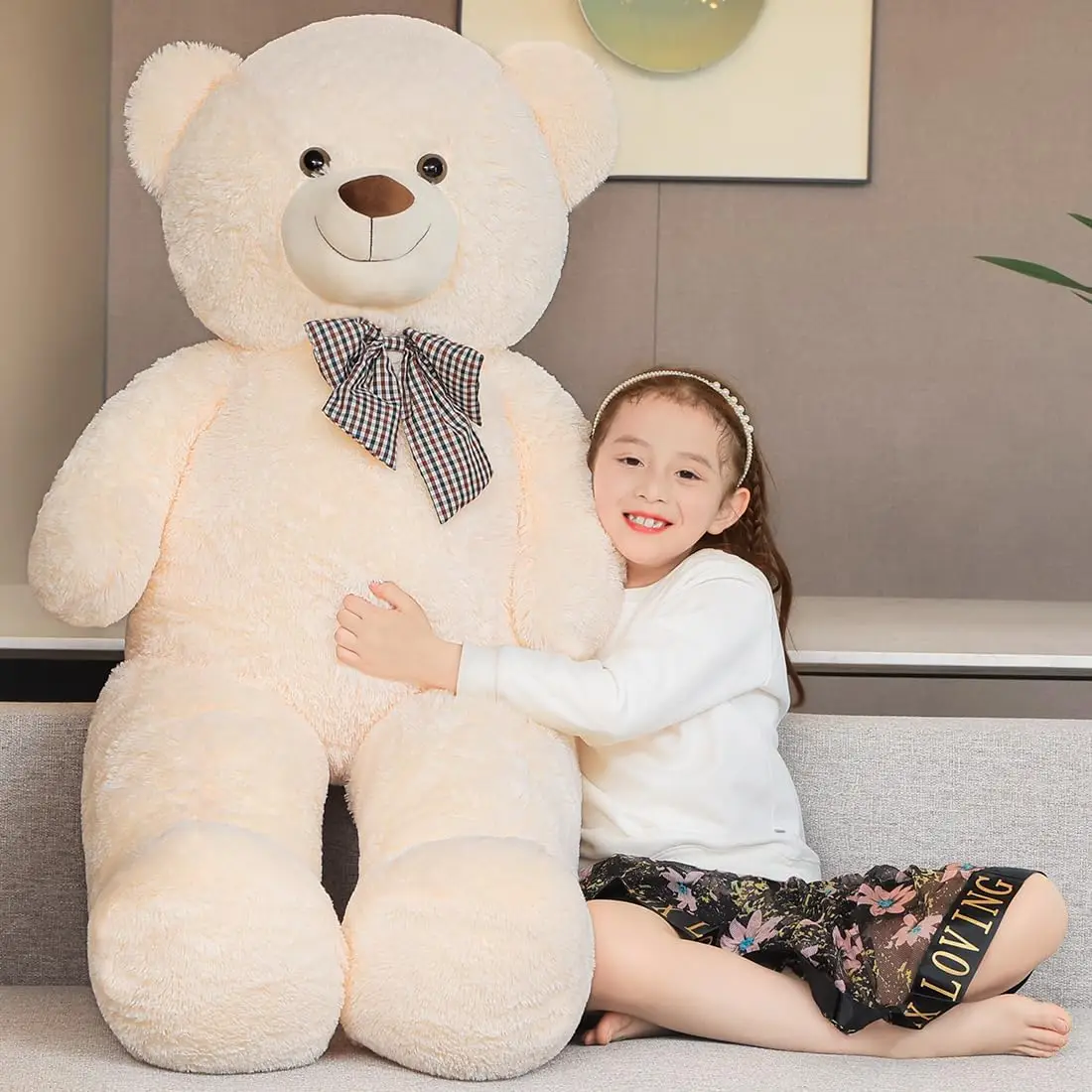 SNOWOLF 43" 47" 55'' Giant Teddy Bear Plush Toy Big Cuddly Stuffed Animals Doll Gift for Kids Girlfriend Christmas Gift Valentine's Day Baby Shower Gr