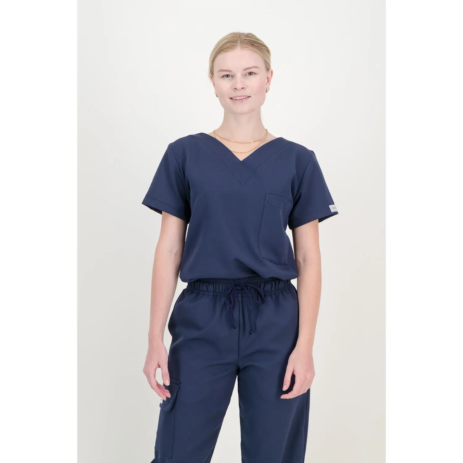 Women's Marine Blue Scrub Top - V-Neck