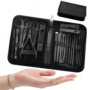 LMMAKE 26-Piece Professional Manicure Pedicure Set, Stainless Steel Grooming Kit for Nail and Facial Care with Leather Case - Gift for Men & Women