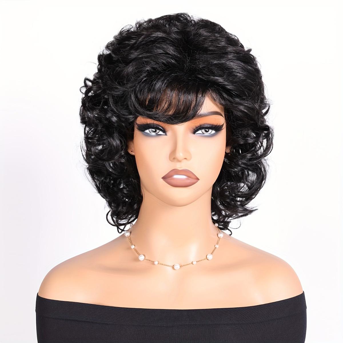 10-Inch Short Curly Wig with Side Bangs And Wavy Hair
