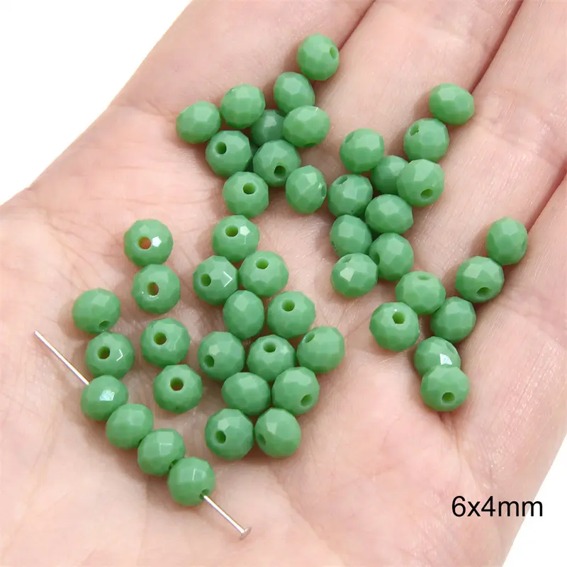 Solid color round beads 6x4mm, light green
