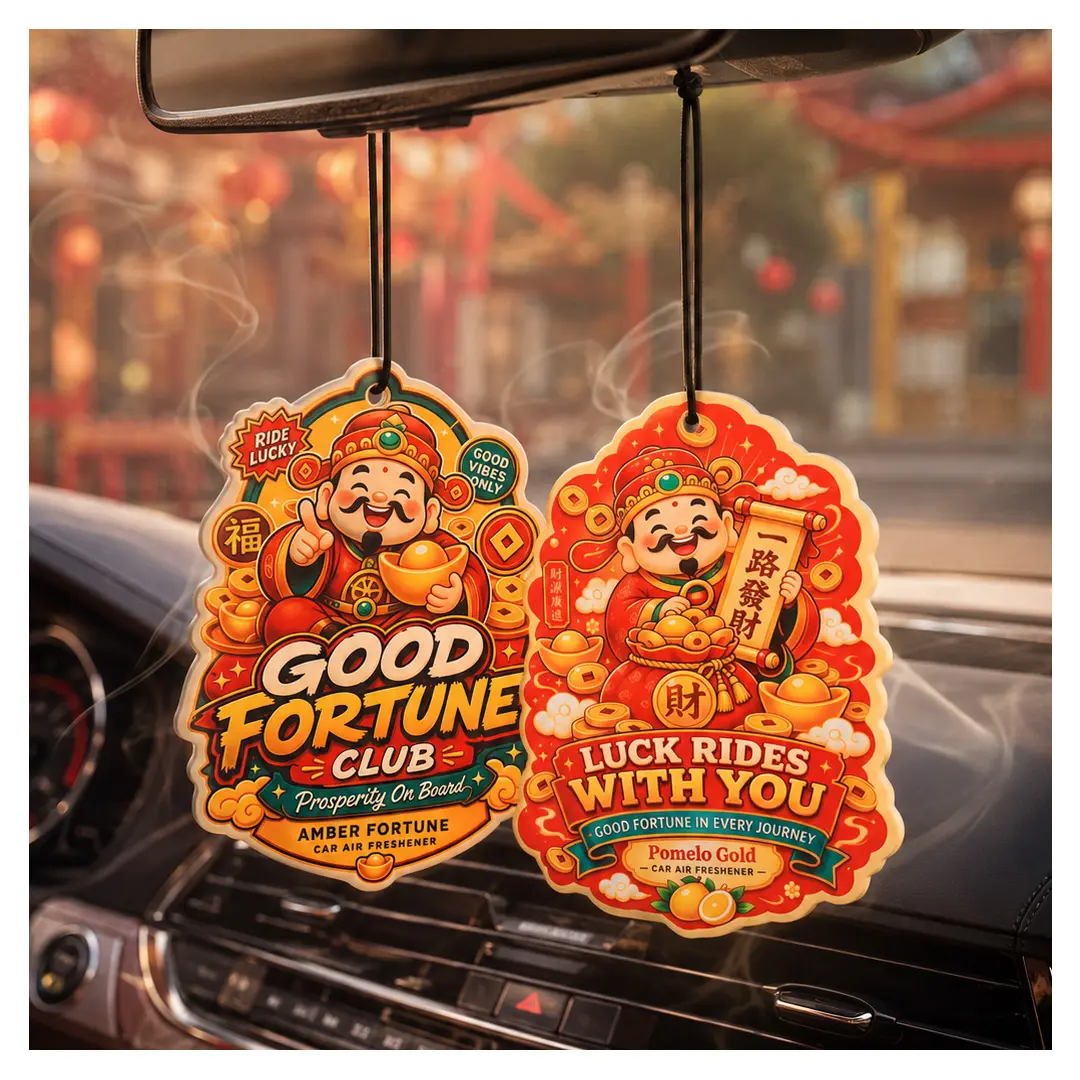 【FOZETOP】Lucky Fortune Car Air Freshener, Hanging Rearview Mirror Decor, Long Lasting Scented Car Accessory for Home & Office