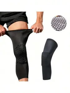 Unisex Hexagon Shape Knee Pads, 1-Piece Shock-Absorbent High-Density Foam, Breathable Longleg Design, Impact-Resistant for Running, Squats