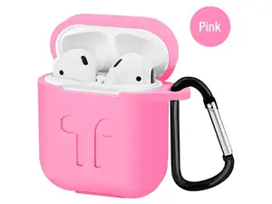 Airpod Protective Case, Airpod Earbuds Protective Cover Silicone Skin, Precision Size, 3mm skin, 360 protection, metal Keychain hook, for Airpods 1 & Airpods 2