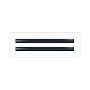 BUILDMART - 12" Linear Slot Diffuser - 2 Slot - Double Slot - White Decorative Aluminum Air Vent - Heating and Cooling Modern AC Vent Cover for Ceiling, Walls & Floors